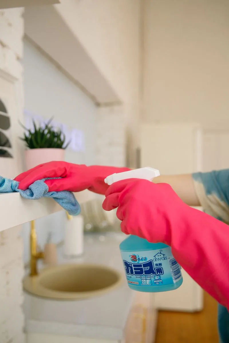 Kitchen being cleaned